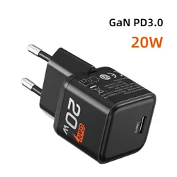 CABLETIME 30W GaN Fast Charger - PD and QC 3.0 USB - C Charging Solution - EU (PD 20W Charger)