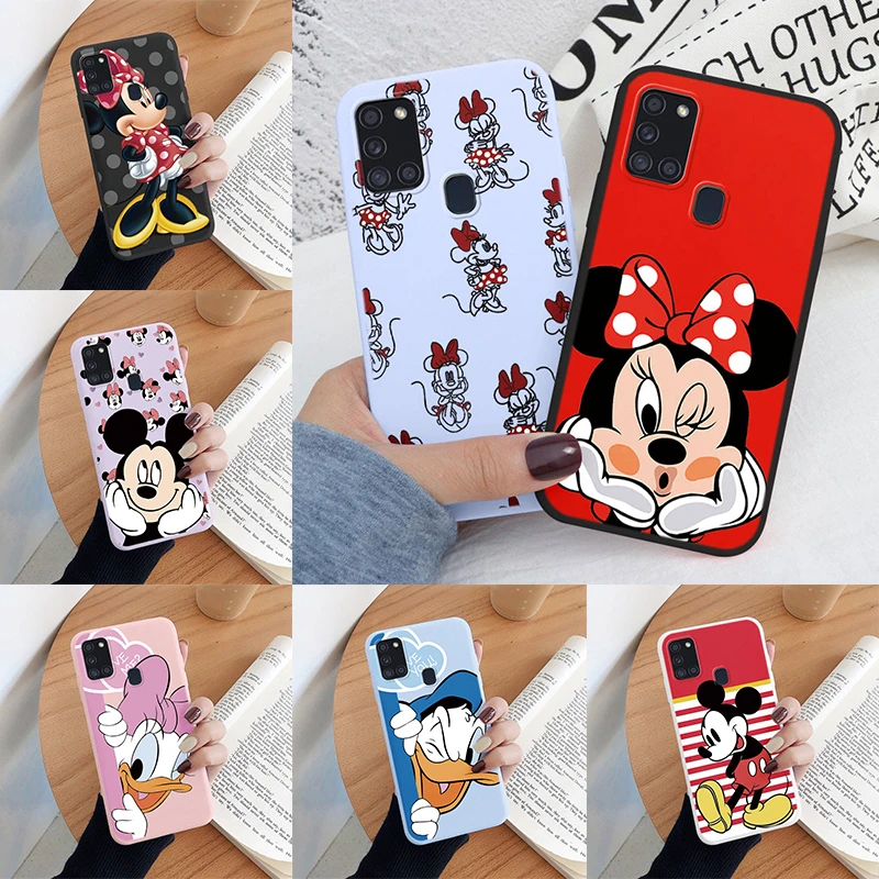 Custodia Per Topolino Con Fiocco Rosa Per Samsung Galaxy A21S A21 S Cover Posteriore Cute Cartoon Borse In Silicone Morbido Coque Per Samsung A21S Fun