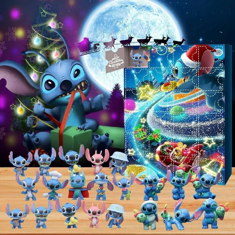 

Christmas Stitch Advent Calendar Disney For Kids Mickey Minnie Blind Box Juguetes Surprise Toys For Children 2024 Navidad Gifts