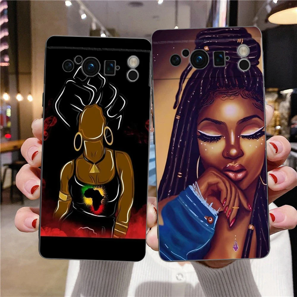 Chic Black Girl Art Phone Case - Shockproof Silicone Cover