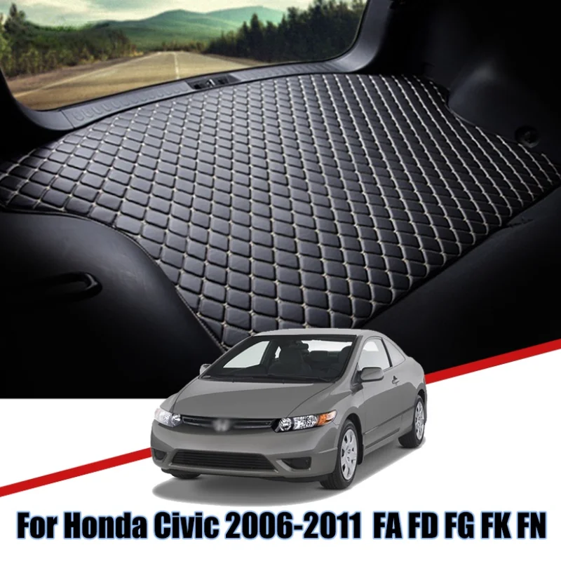 

Custom Car Trunk Leather Mats For Honda 8th Gen Civic 2006 2007 2008 2009-2011 Waterproof Non-Slip Liner Tray Cargo Accessories