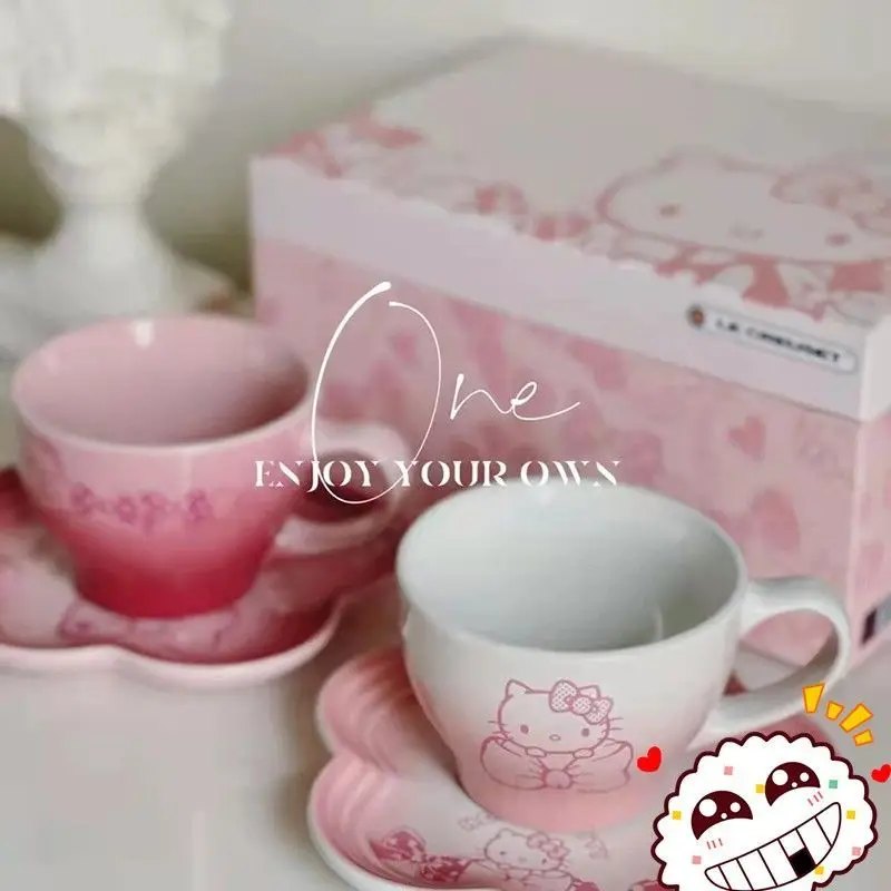 

Hello Kitty Ceramic Tableware Set Cup Bowl Plate Kitchen Tableware Anime Peripheral Ceramic Tableware Sanrio Ceramic Tableware