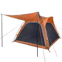 4-Person Waterproof Camping Tent - Quick Release Grey & Orange Design 4