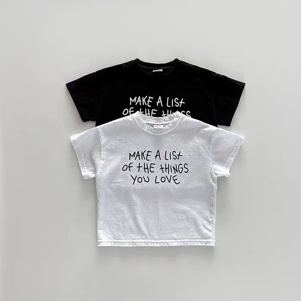 Description Picture 2 of item2025 New Baby Summer Short Sleeve T Shirts Fashion Letter Print Infant Boy Girl Versatile Casual Tee Toddler Simple Cotton Tops