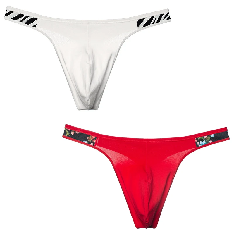 2pcs Mens Thong Cotton Sexy Underwear Seamless T Back Bikini Penis Pouch Briefs Sissy Panties Sexy Gay G Strings Thong Underwear