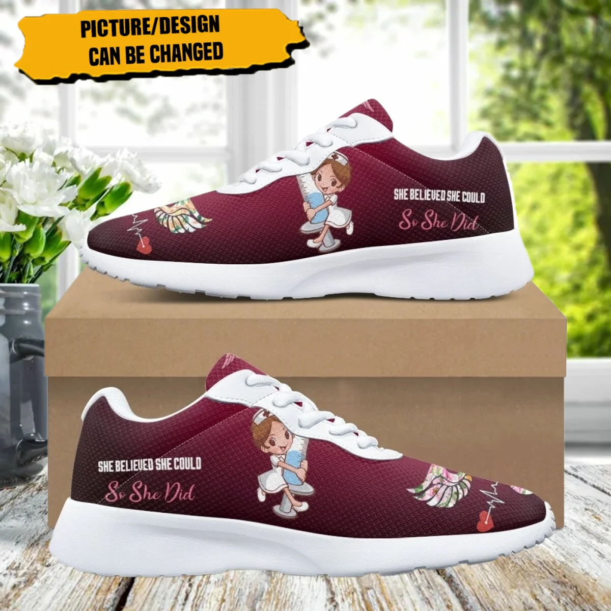 

Cartoon Nurse Paramedic Pattern Luxury Design Women Casual Shoes Comfort Shock Absorbing Non-slip Ladies Sneakers for Outdoor