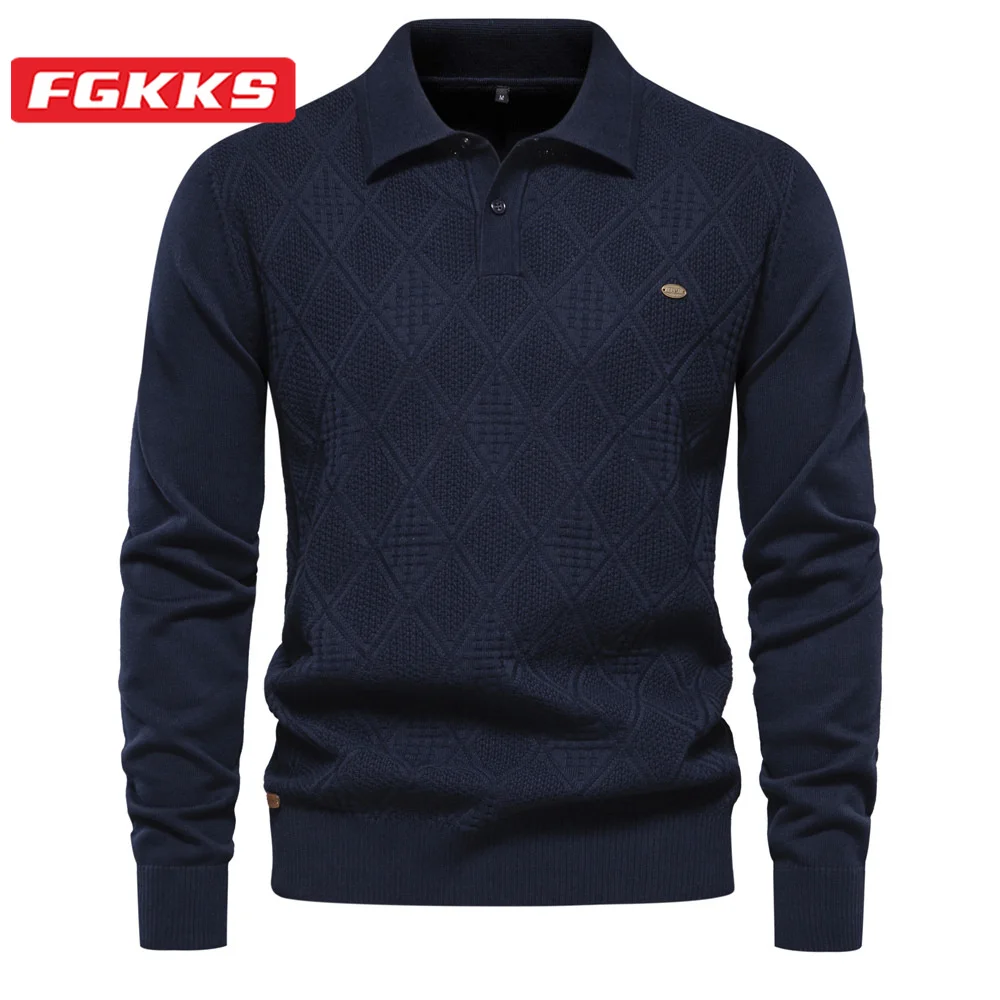 

FGKKS 2023 Outdoor Casual Sweater For Men Pure Cotton Warm Lamb Wool Top High Quality Design Hot Casual Sweater For Men