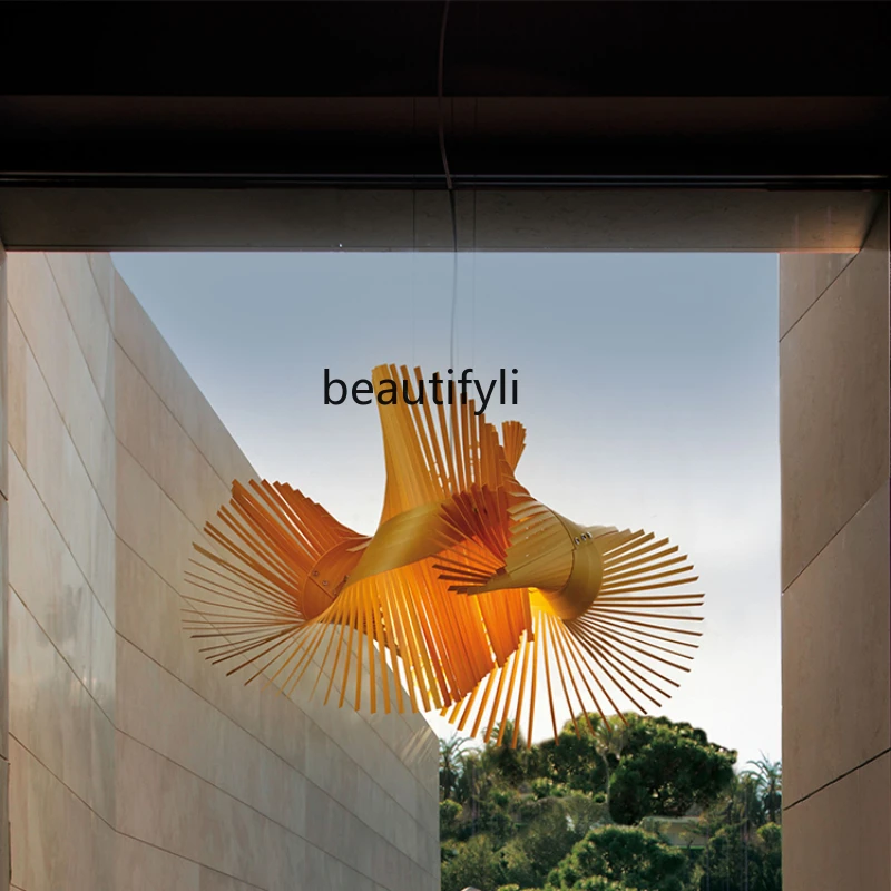 

Dining Room Chandelier Art Hotel Tea House Cafe Bar Nordic Homestay Dining Table Woodcraft Ceiling Lamp