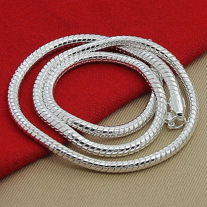 2263042-8c6af4.jpg S0b2067aead384579af269b5e36e11878R 20-60cm 925 Sterling silver 3mm Snake Chain Necklace Bracelet For Woman Man Wedding Engagement Jewelry charms cute Mallzona