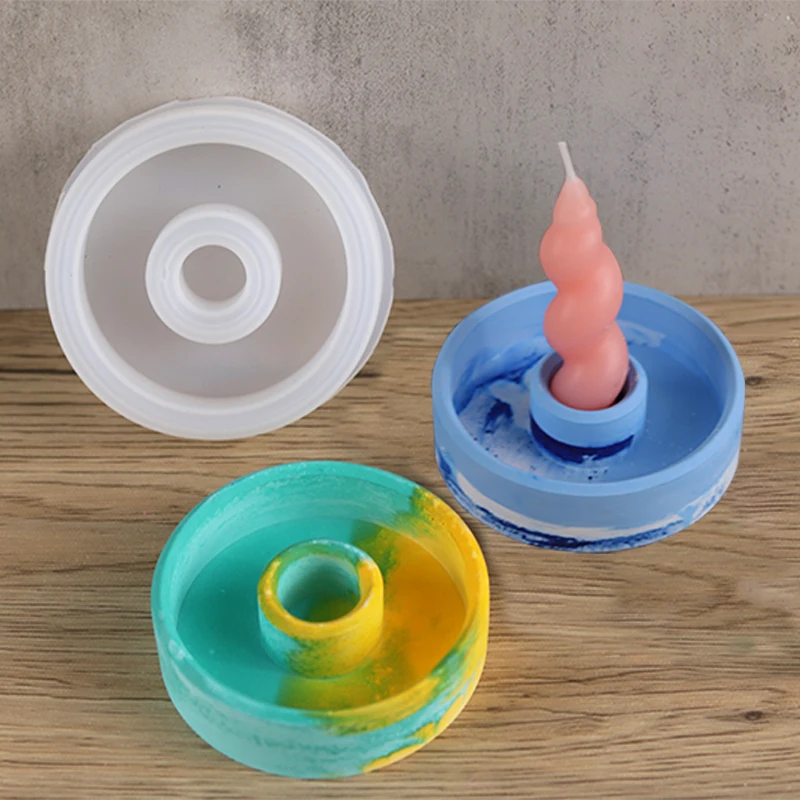 RoundCandleHolderSiliconeMoldHandmadeAromatherapyPlasterCandle