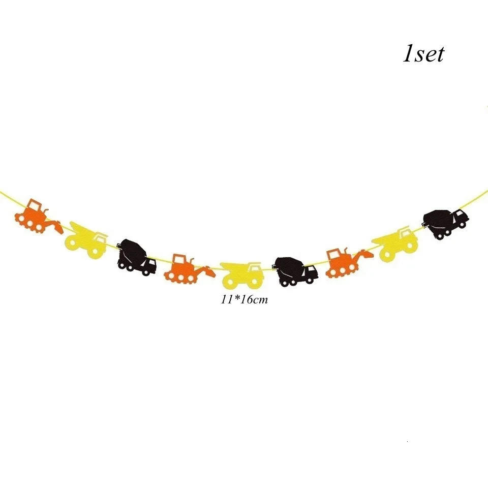 1set Construction Bulldozer Series Disposable Tableware Paper Cups Plates Truck Balloons For Boy's Birthday DIY Party Decoration 