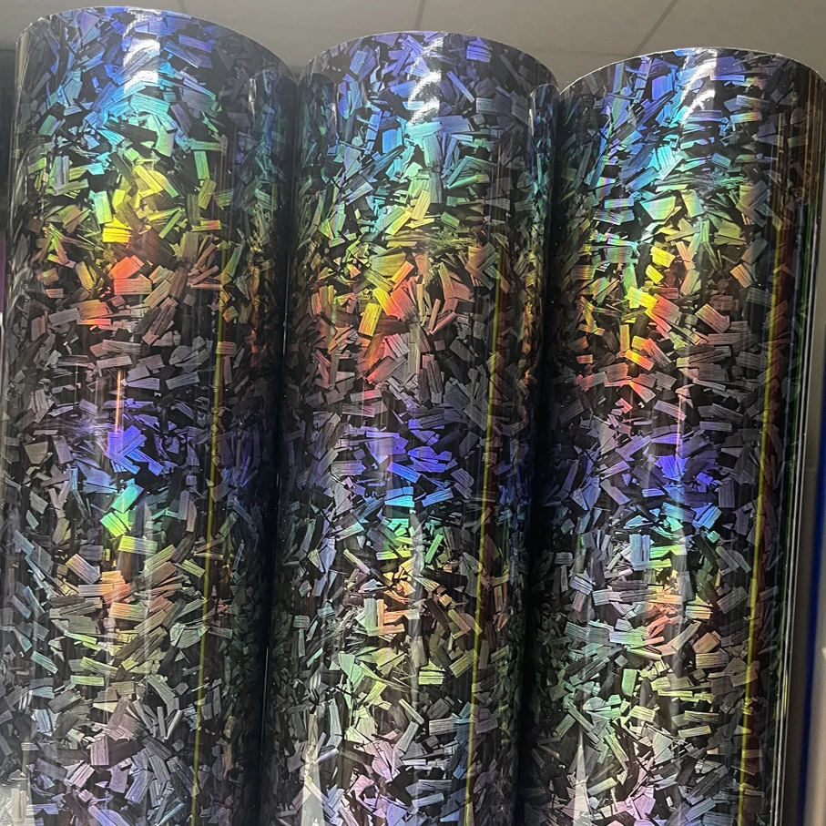 50Cm * 500Cm/Lotto Olografico Forgiato In Fibra Di Carbonio Vinile Wrap Film Bubble Free Air Release Car Wrap Vinile Automotive Decalcomanie Fai Da Te