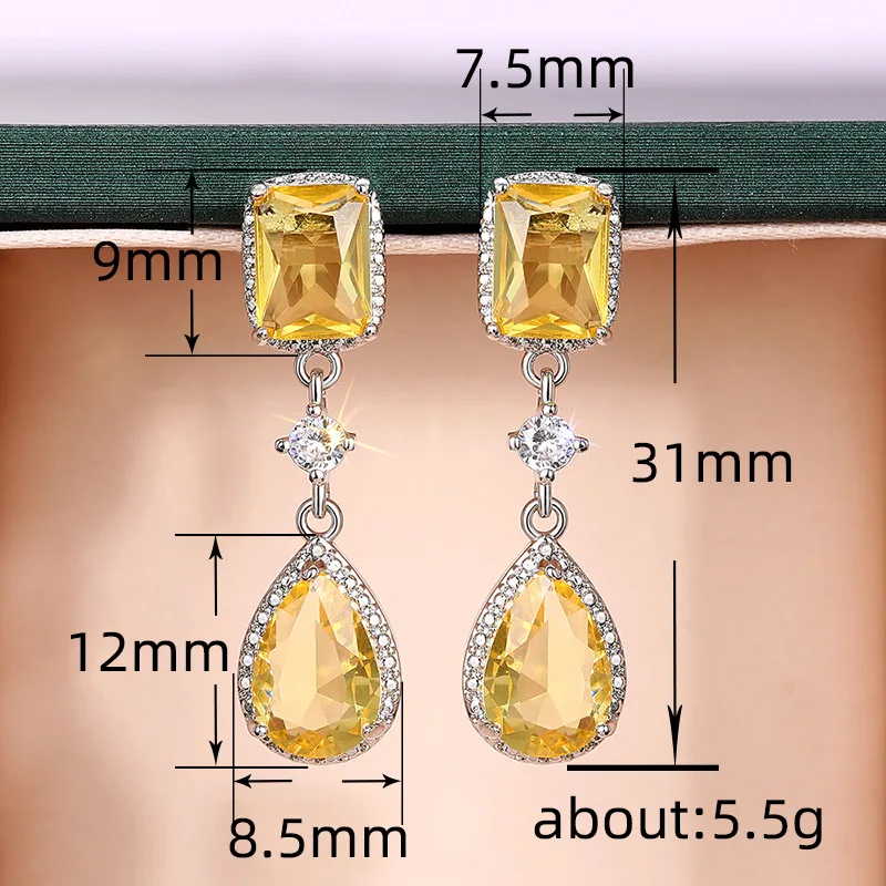 S0b206f77d42f4dd3bf94157fee645d4dI Luxury Female Earrings 925 Silver Needle Shiny Waterdrop Zirconia Earrings for Women Fashion Statement Bride Jewelry Gift Mallzona