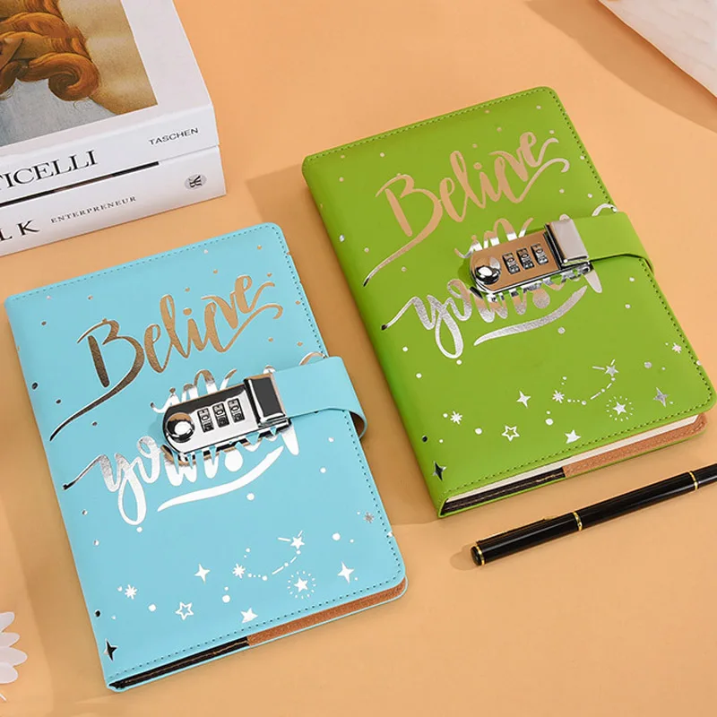 

A5 200 Pages Notebooks and Notepads Password Book With Lock Notepad Cute Stationery Planner Notebook Diary Retro Writing Pads