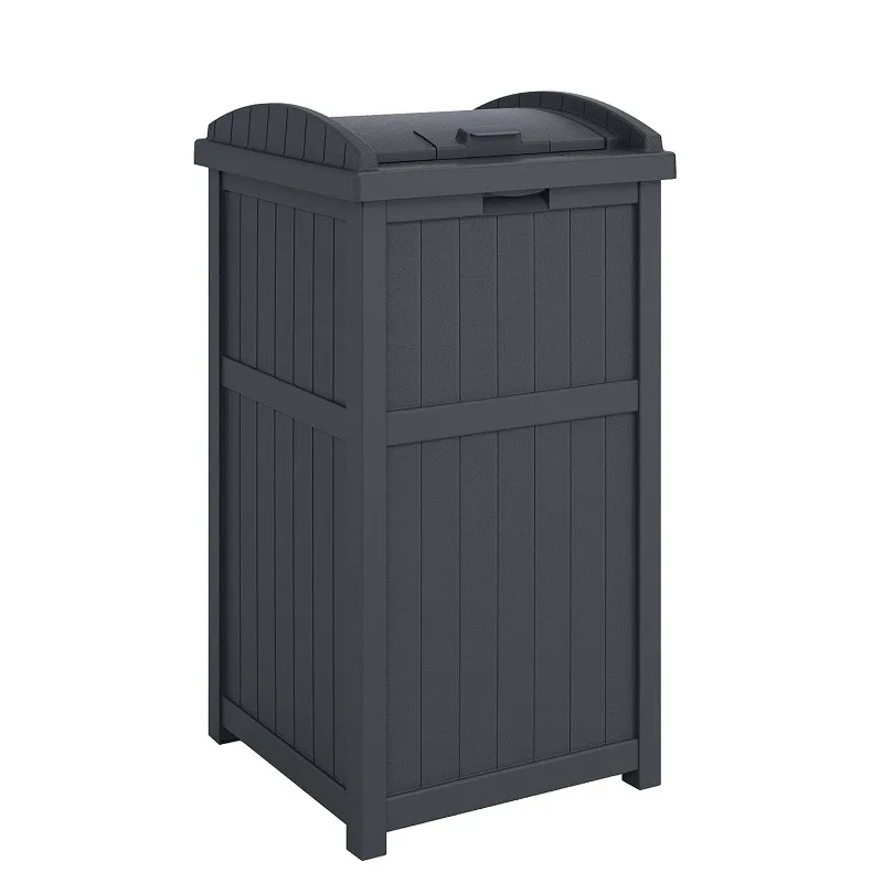 

Suncast Trash Hideaway 33 Gallon Rectangular Garbage Trash Can Bin with Secure Latching Lid and Solid Bottom Panel