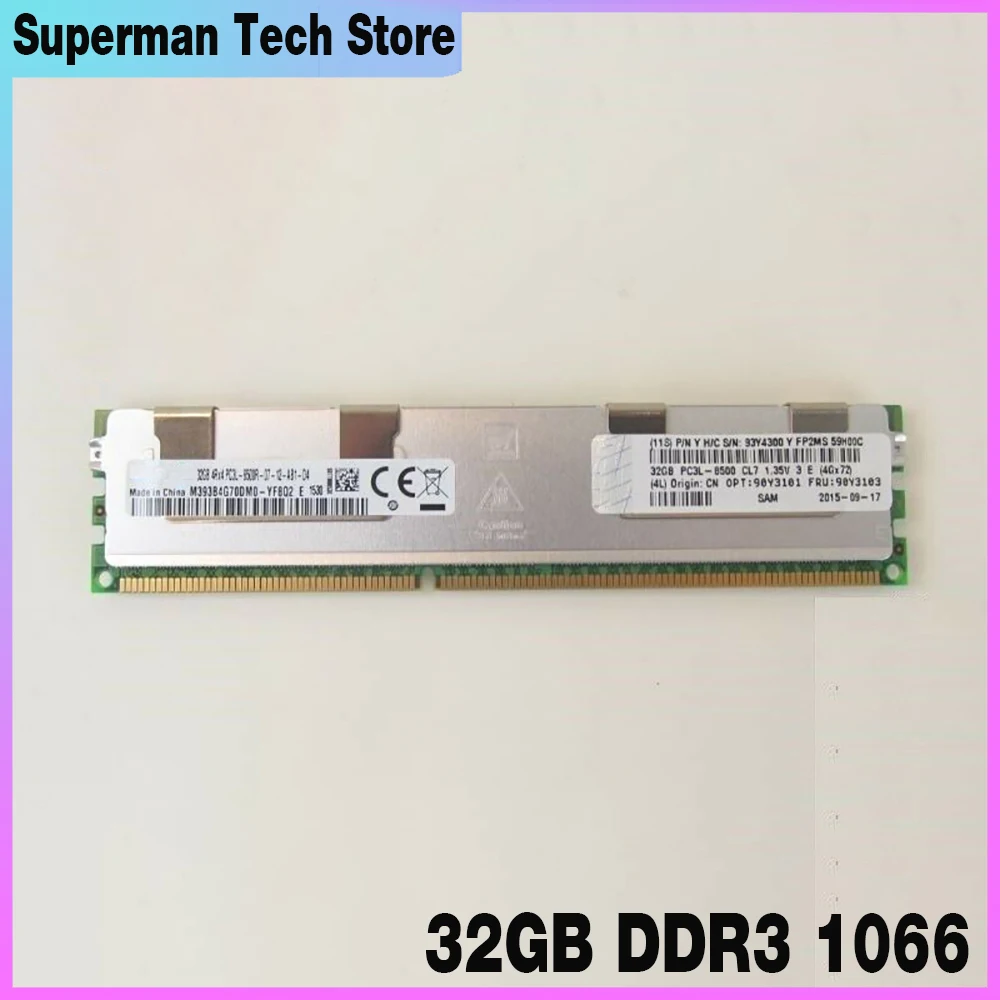 IBM RAM X3850 X5 7143 X3650 M3 90Y3101 90Y3103 서버 메모리 하이 퀄리티, 빠른 배송, 32GB 8500R DDR3 1066