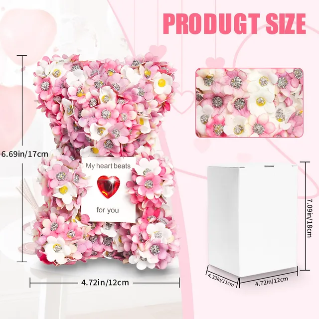2025 Valentine's Day Gift Lifelike Foam Bear With Simulation Roses For Surprises 2025 Valentine's Day Gift Foam Bear A Ornament 3