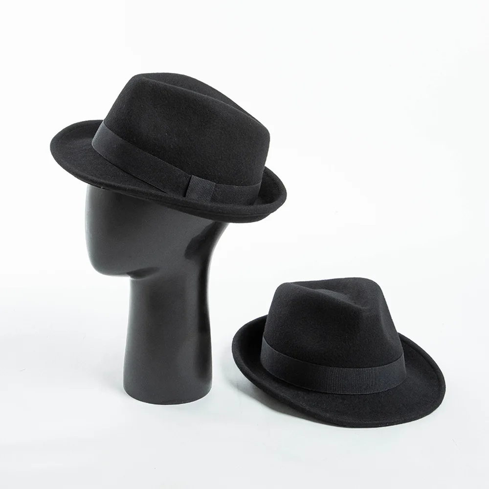 Black Wool Wide Brim Bowler Trilby Fedora Hat USPOP Fashion Casual
