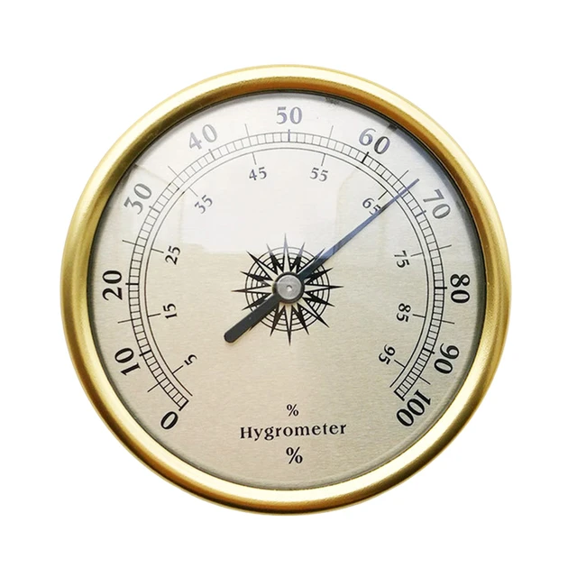 1pc, Thermometer Hygrometer, Two-in-one Pointer Type Thermometer  Hygrometer, Classical And Elegant Brass Color Indoor Room Temperature  Humidity Meter