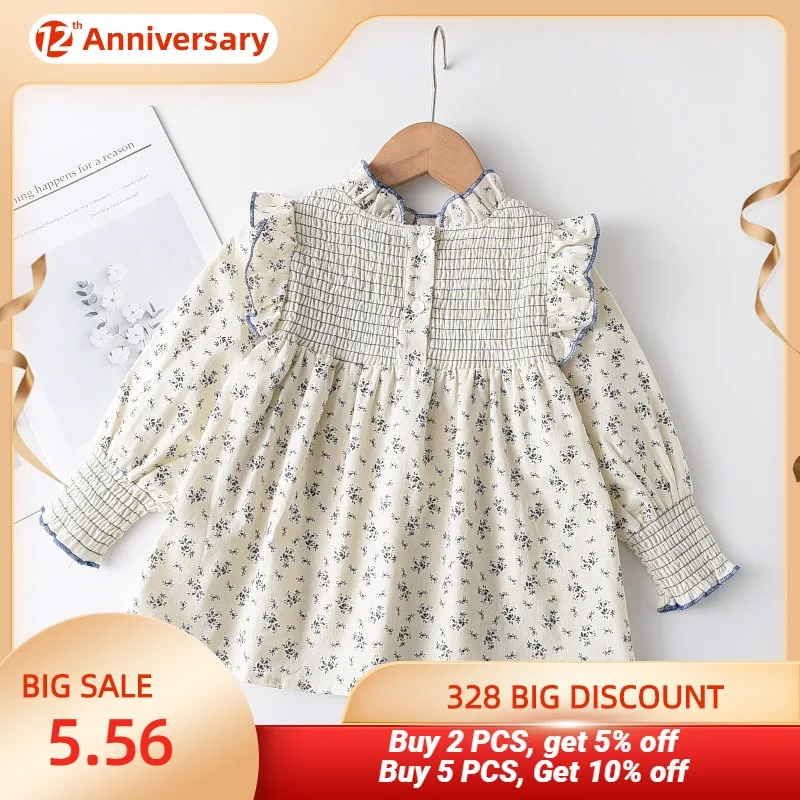 Menoea Girls Shirt 2021 Korean Version Of The New Female Bbaby Floral Children's Cotton Spring Autumn Long-sleeved | Детская одежда