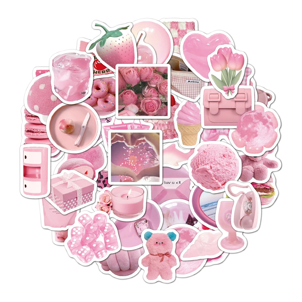 

10/30/50pcs Kawaii Pink Decoration Stickers Aesthetic Decals Waterproof Graffiti Laptop Phone Guitar Cute Cartoon Sticker Toys