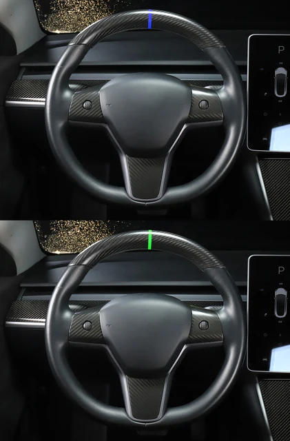 Für Tesla Modell 3 Modell Y Lenkrad Abdeckung Innen Zubehör model3  2017-2023 Geschmiedet Carbon Fiber Lenkrad patch - AliExpress