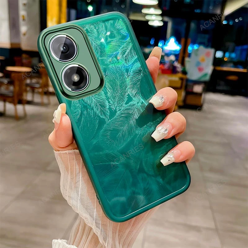 Glitter Feather Pattern Silicone Soft Phone Case