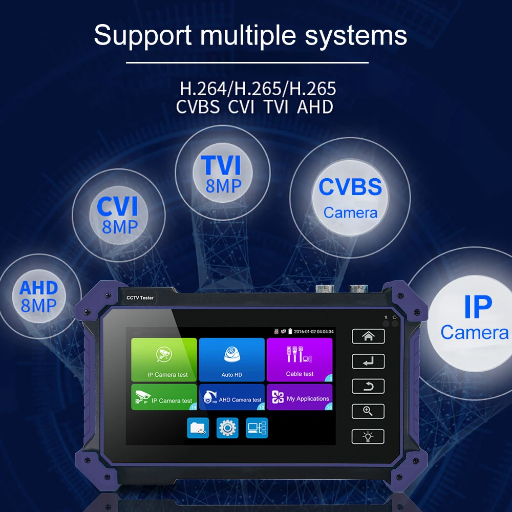 CCTV Camera Tester 4K IPC CCTV Tester 6 In 1 CCTV surveillance camera monitor Full HD 8MP IP AHD CVI TVI SDI camera tester with HDMI VGA