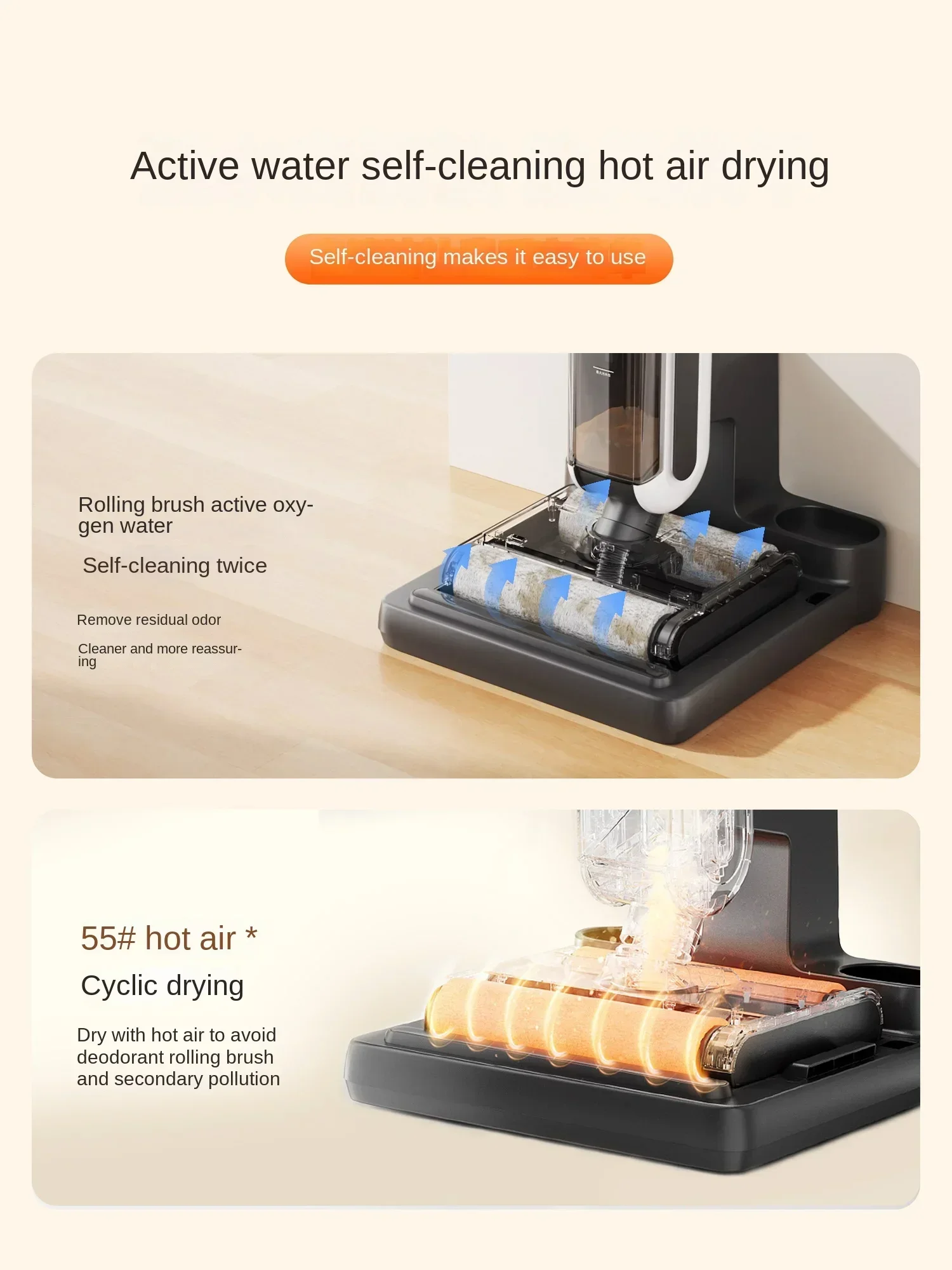 UWANT X100max Floor washer Double rolling brush extended edge cleaning Wireless sweep mop mop integrated vacuum cleaner 2