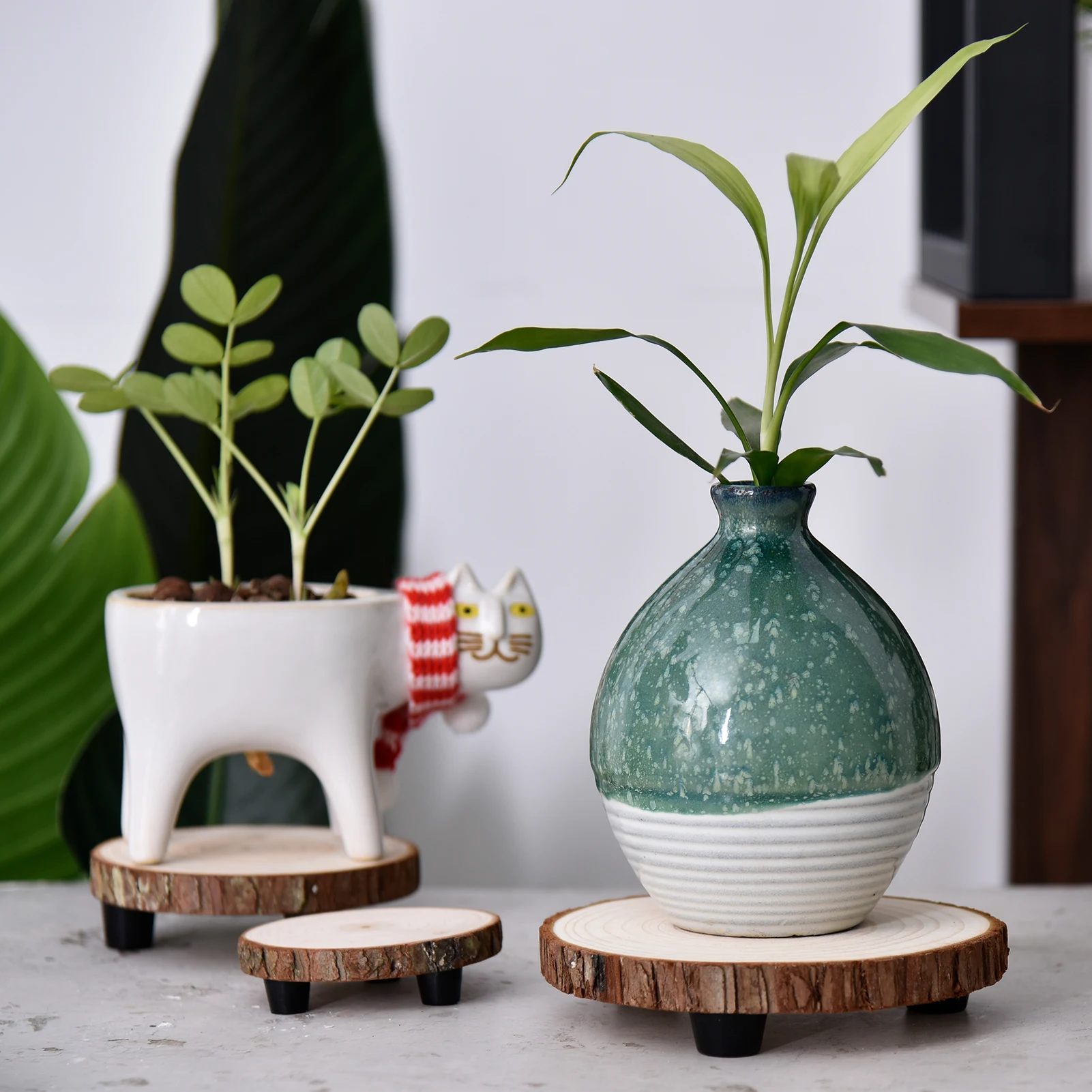 3PCS Flower Pot Rack Home Garden Indoor Display Plant Stand Shelf Free Standing Bonsai Holder Wood Planter Pot Trays S/M/L Size