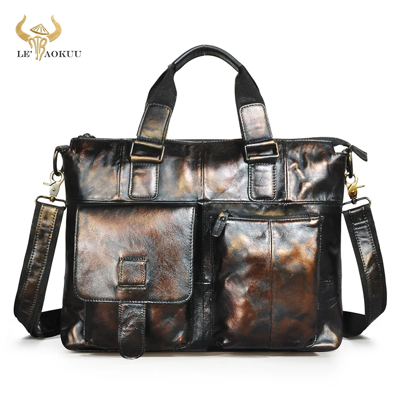 Real Soft Leather Office Maletas Business Briefcase 15.6\