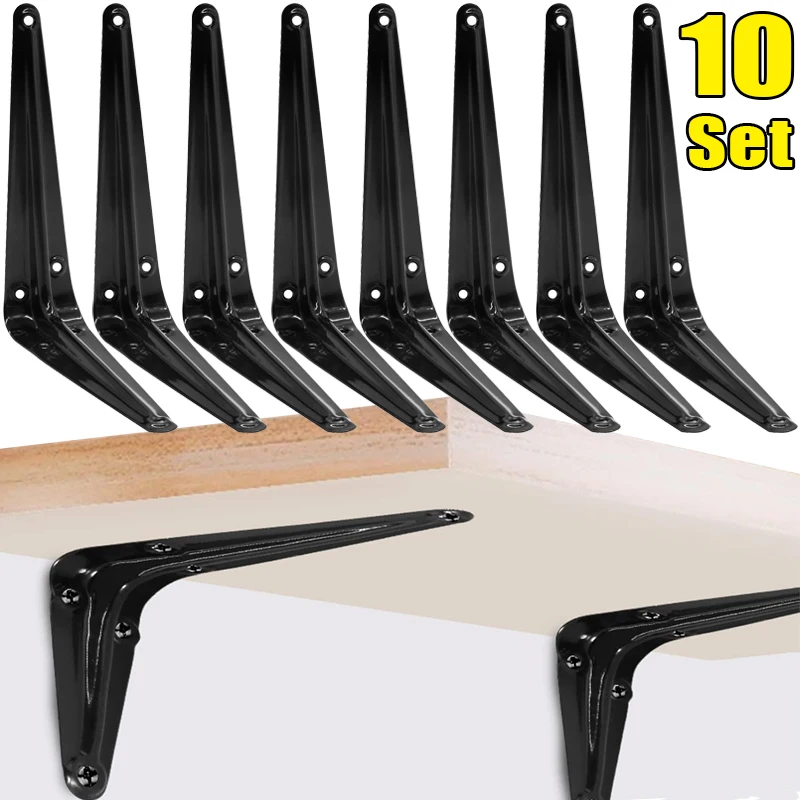 Durable Metal Floating Shelf Brackets - Decorative Wall Corner Braces with Screws