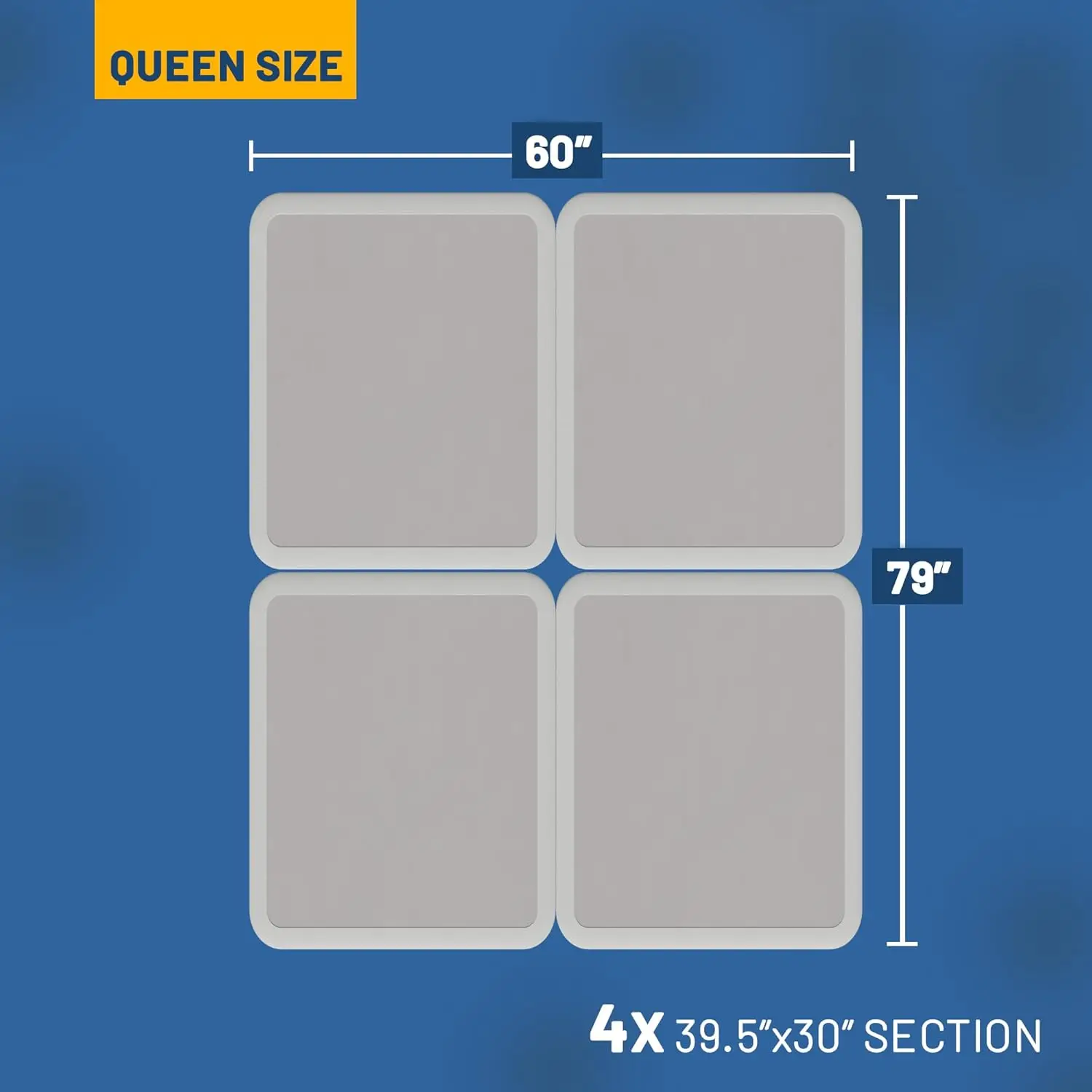 Box Spring Bed Base Size, 4-Inch 4-Pieces Under Mattress-Support BoxSpring , Fully Assembled, White, Queen(Fold)