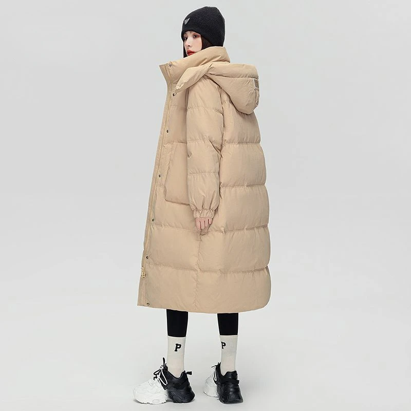Women's Thick Overcoat Down Big Pocket Jacket Autumn Winter Parkas New Windproof Hooded Outwear Fashion Mid-length  Warm Coat