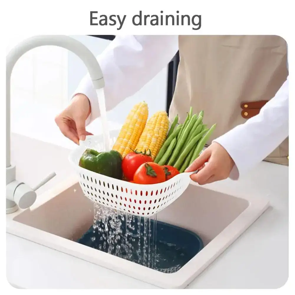 S0b20f9b074d94f76a5a9a62520722a60Z Multifunctional Kitchen Sink Strainer Basket Set Double Layer Fruit Vegetable Basket 1/6pcs Fruit Washing Basin Vegetable Drain Mallzona