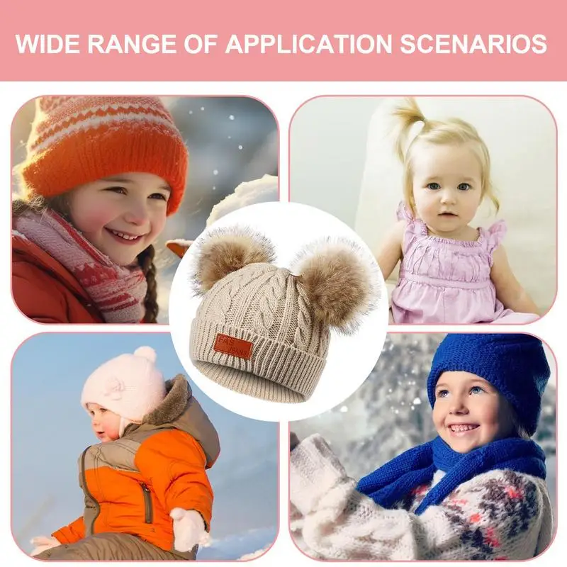 Toddler Girl Hat Pompom Toddler Beanies Knit Winter Hat Caps Comfortable Warm Stretchy Kids Beanie Hats For Boys Girls