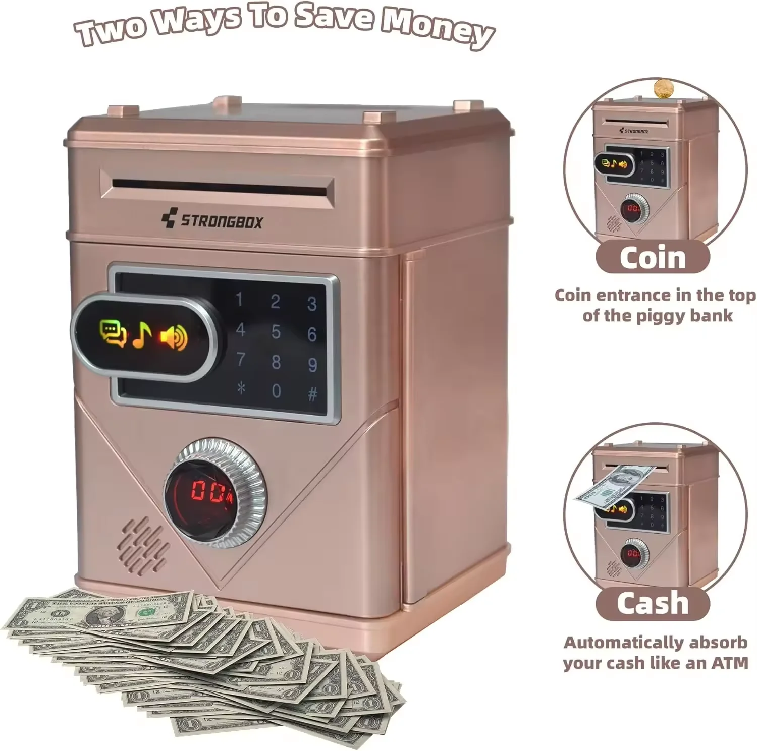 Electronic Piggy Bank Touch Screen Counting Password Safe Box Money Boxes Digital Coins Cash Saving Deposit Atm Machine Kid Gift