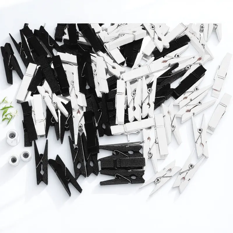 100Pcs 장 나무 클립 강력한 그립 포토 클립 옷핀 가정 사무실 벽걸이 조직을..