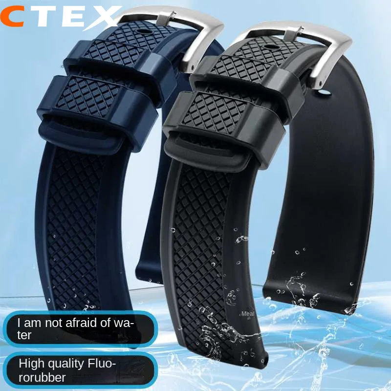 Cinturino In Fluorurubber 20Mm 22Mm Blu Per O-Mega Rox S-Eiko Sharkey Mm300 Longines Rolex Orologi Cinturino Cinturino Sportivo Di Marca