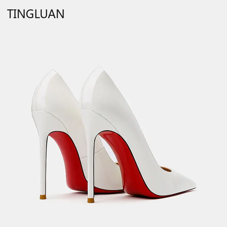 High Heels For Women 2023 Luxury Brand Classic Pumps Red Bottom Pointed Toe  Black Thin Heel 10cm 12cm Wedding Ladies Shoes 35-44