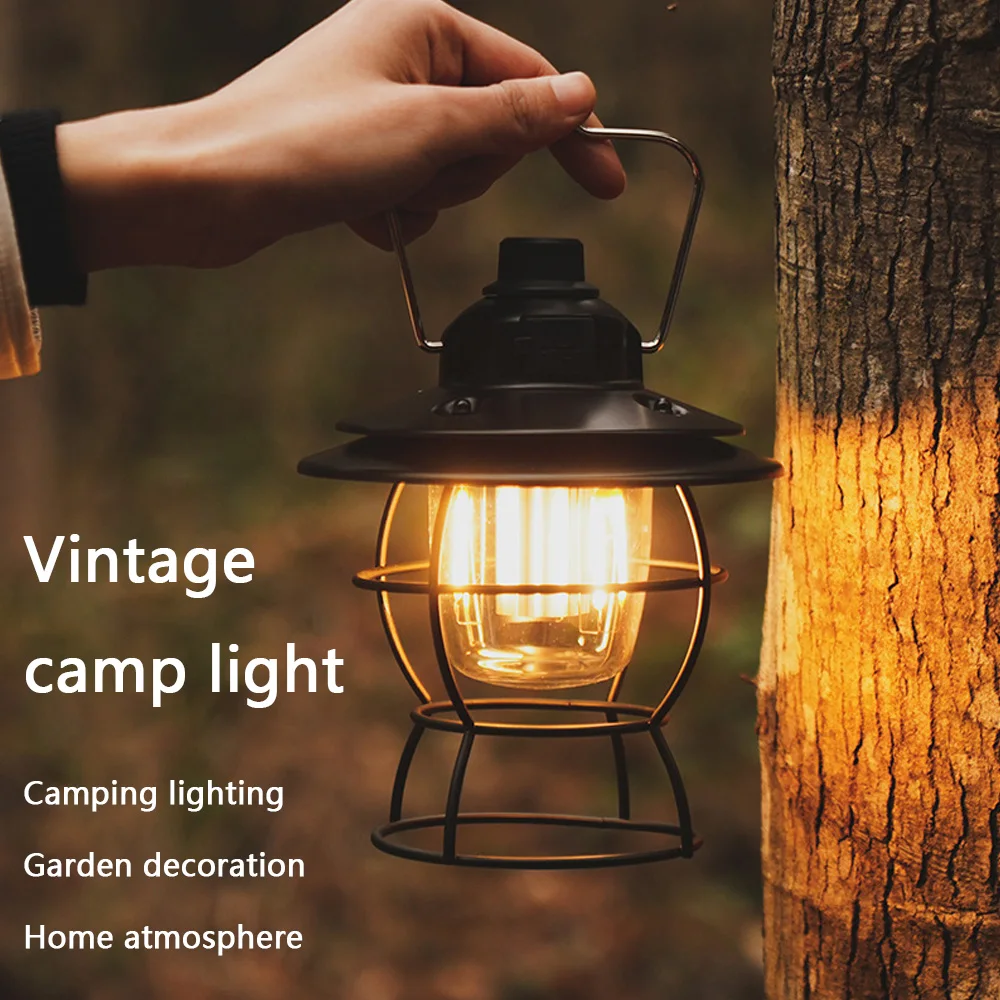 

Vintage Horse Lamp Outdoor Camping Tent Light Ambient Light Rechargeable Camping Light LED Lighting Hanging Carrying Lights
