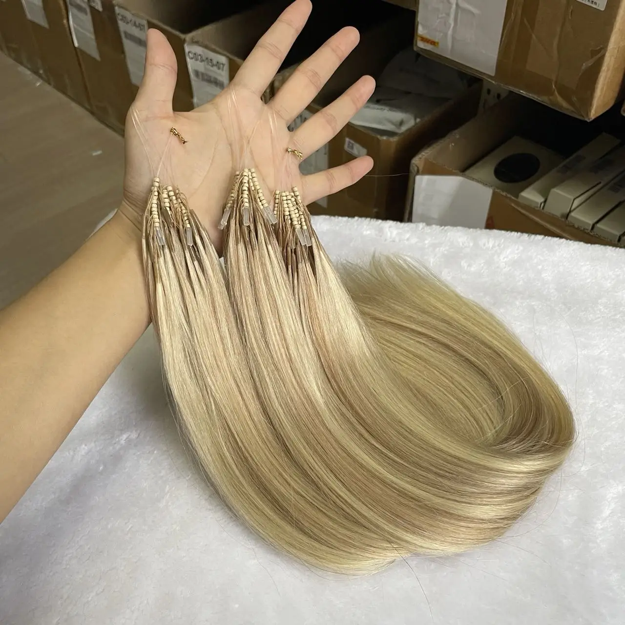 Highlight 8D Hair Extensions 12-20 inches Lightweight 30G 50PCS Micro Beads Ring Human Hair Micro Loop