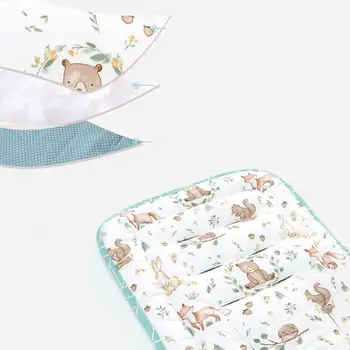 Cuscino Morbido per Passeggino, Comodo Cuscino in Cotone con Stampa Cartoon per Seggiolone, Cuscino Traspirante per Seduta Bambino