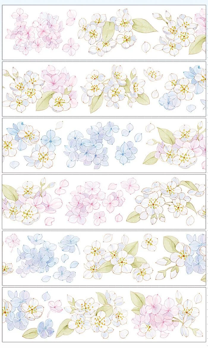 

1 Loop Washi Element Lab Cloud Garden Tape Hydrangea White Pear Tea Language Flower Decoration