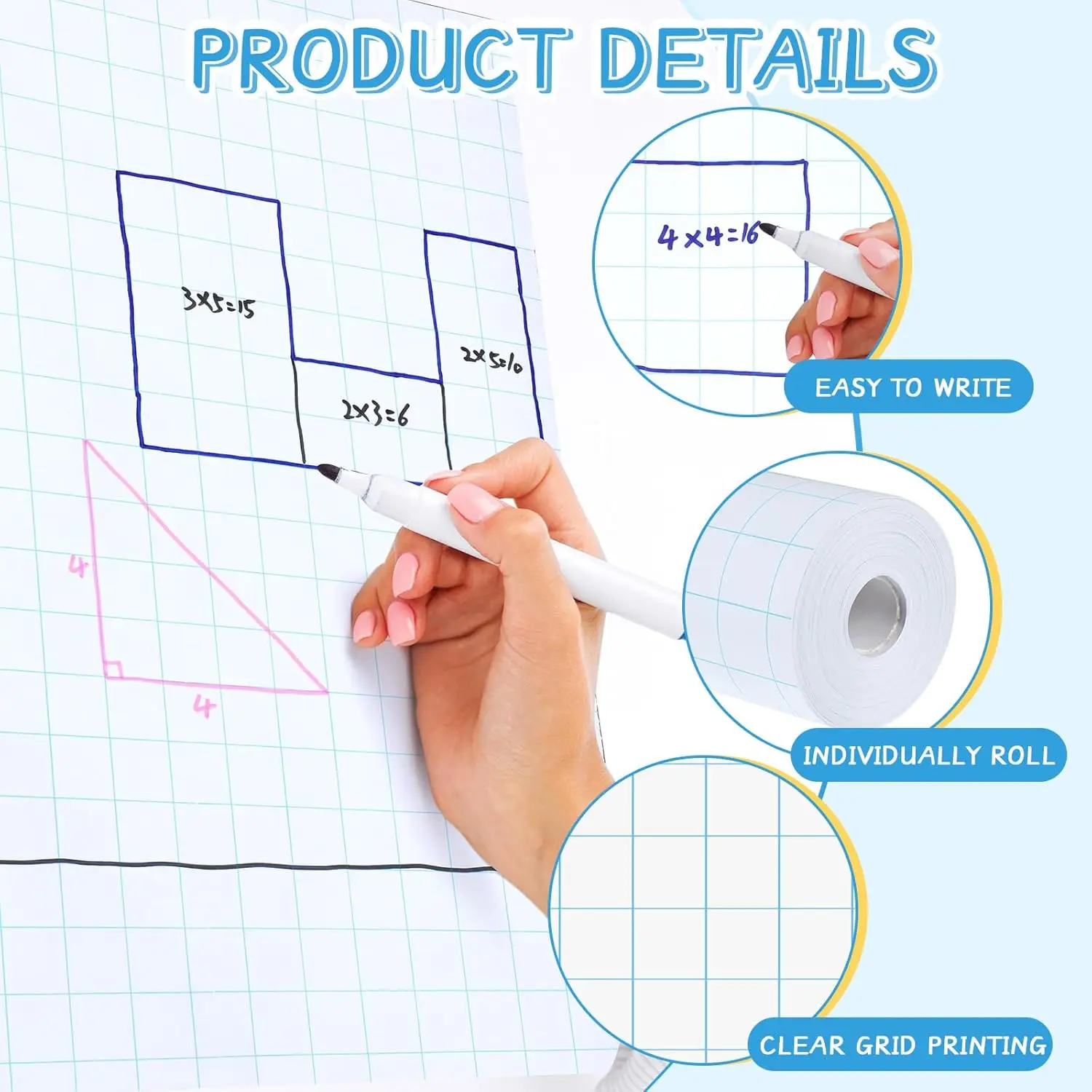 1 Roll 1 Large Grid Graph Paper Roll 19.7 H X 197Ft Drafting Paper For ...