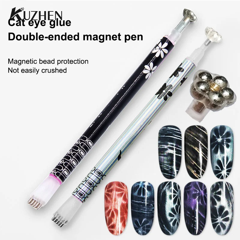 1Pc Double Ended Flower Multifunctional Cat Eye Magnet Plum Blossom Shape Stripe Grid For Magnetic Nail Art Pen UV Gel Nail Art