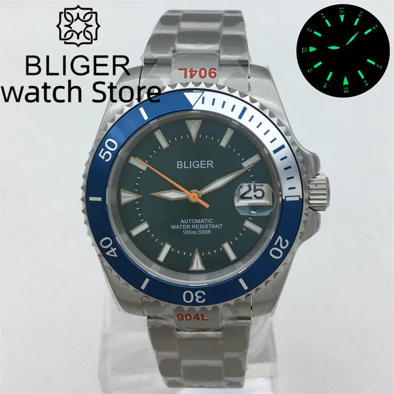 

Luxury Dive NH35A 10ATM Waterproof 40mm Blue dial Men's Automatic Watch Silver Jubilee Oyster Bracelet Titanium ceramic bezel