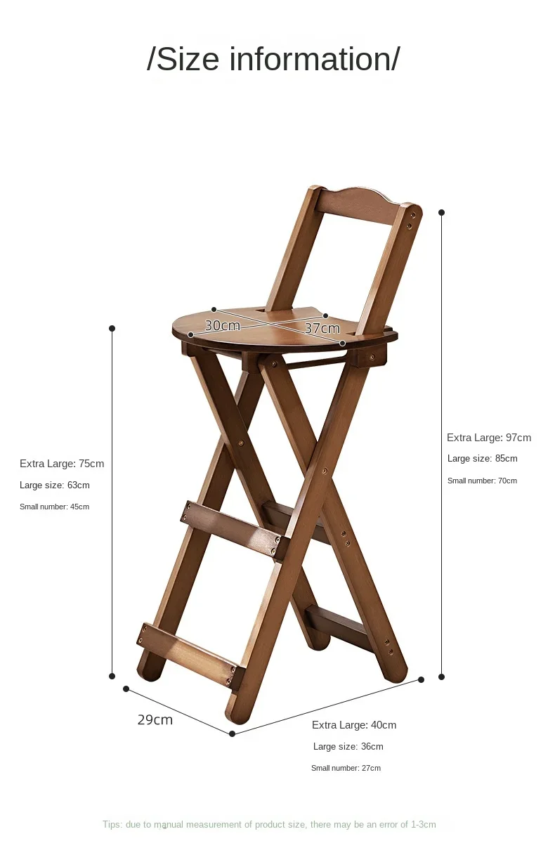 

Foldable Bar Chair High Stool Home Cash Register Bar Restaurant Chair Living Room Backrest Solid Wood Modern Simplicity