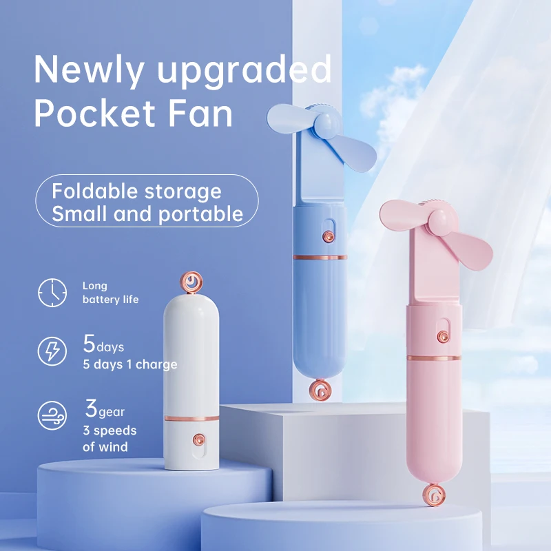 

Mini Handheld Fan Portable USB Rechargeable Pocket Fan Handy Power Bank Air Cooler Desktop Foldable Electric Fan Outdoor Office
