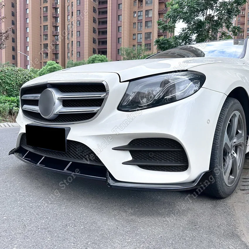 Car Front Bumper Lip Front Shovel Exterior Canard Splitter For Mercedes Benz E Class W213 E260 E300 E43 AMG 2016-2020 ABS